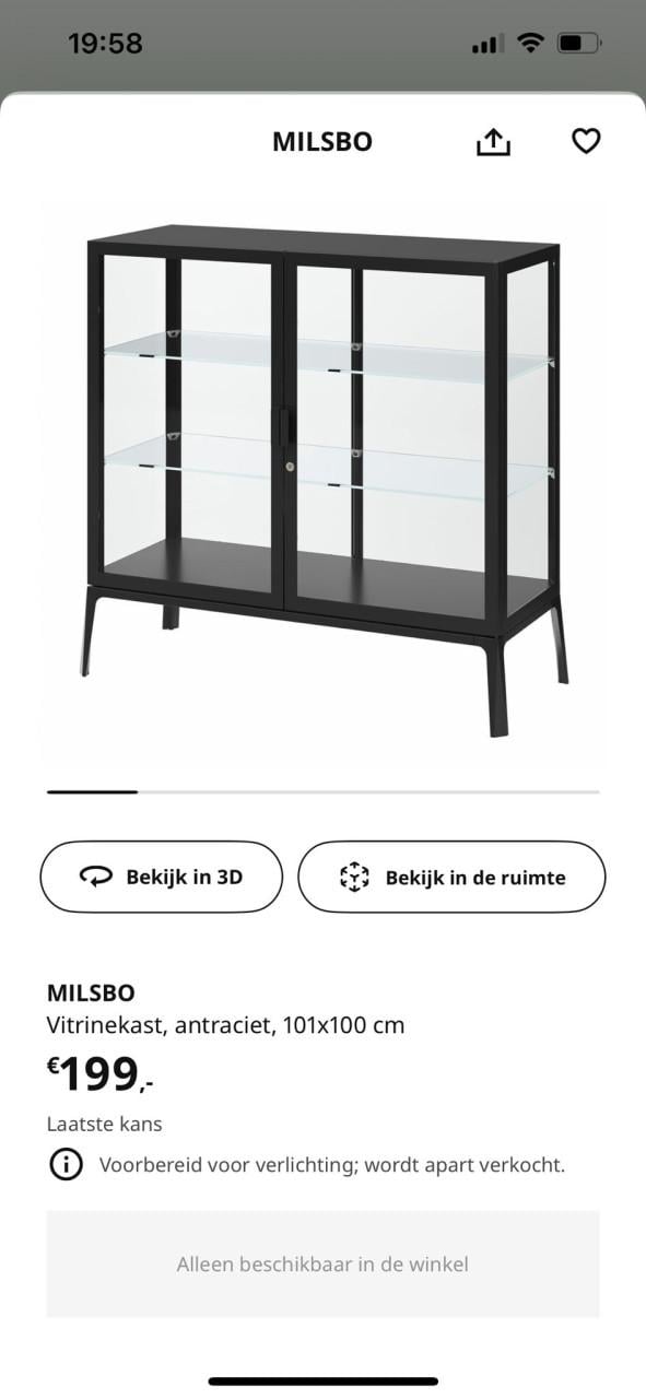 Zgan. Ikea Milsbo vitrinekast, zwart 101x100cm