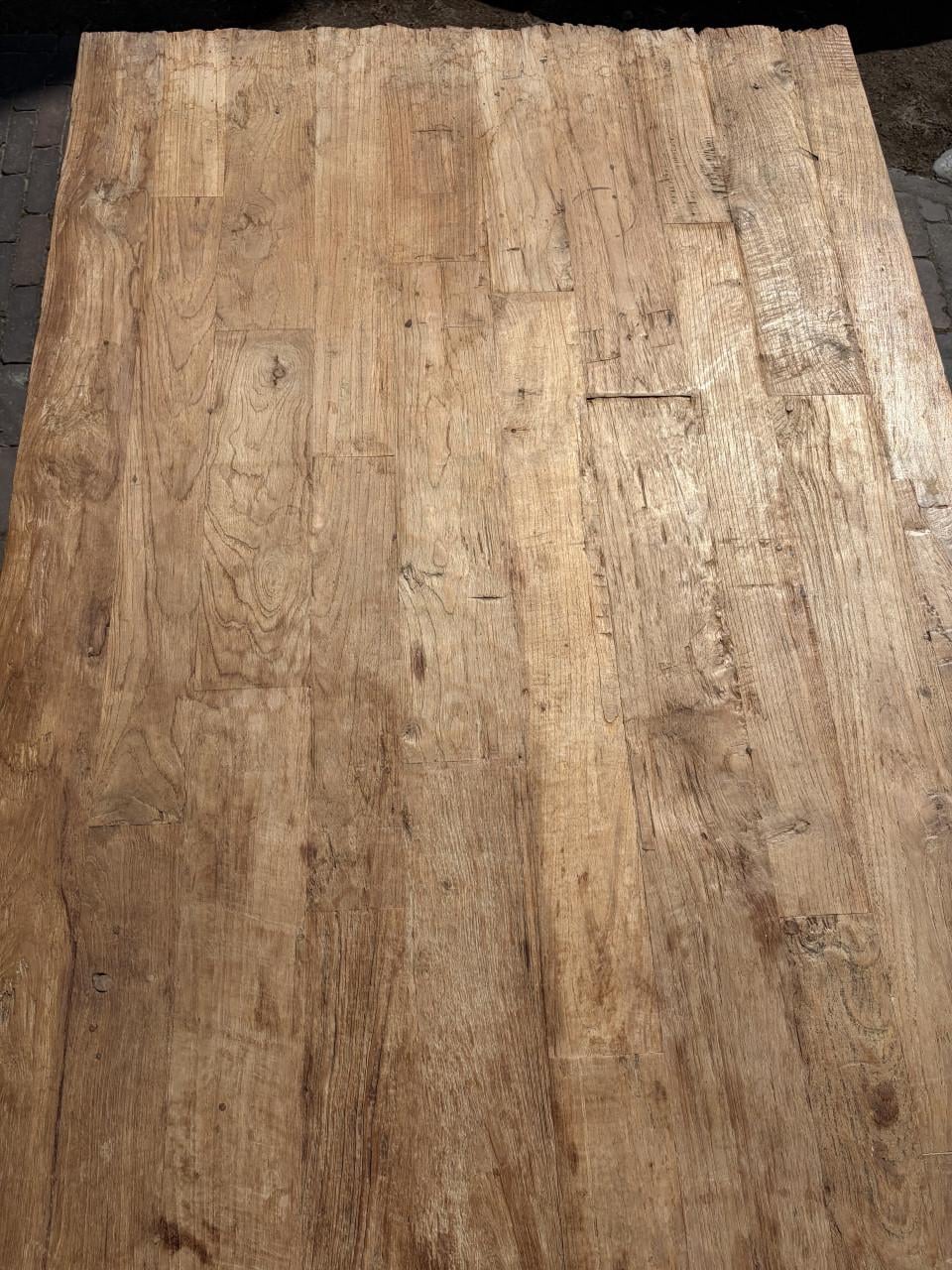 Eettafel Chunky Teak massief (240x100x77) stalen onderstel