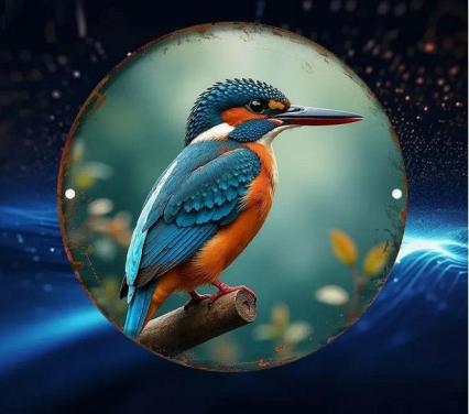 Metaal decoratie - ijsvogel