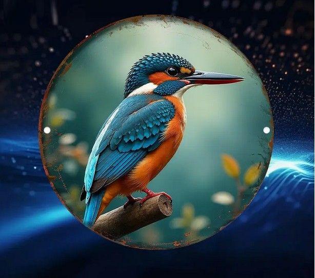 Metaal decoratie - ijsvogel