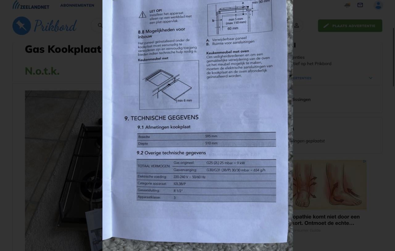 Kookplaat op gas