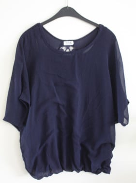 Donkerblauwe shirt met kanten rug stuk maat tu 1 maat