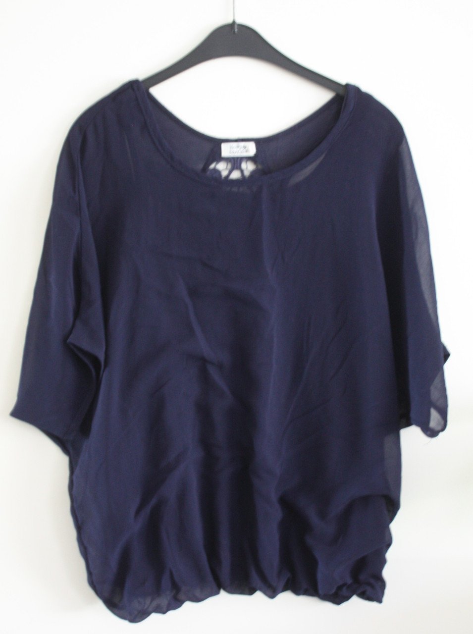 Donkerblauwe shirt met kanten rug stuk maat tu 1 maat