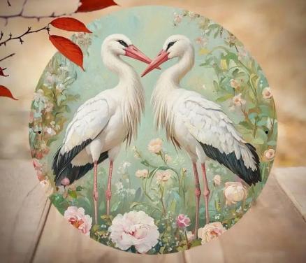 Wanddecoratie ooievaar ( metaal )