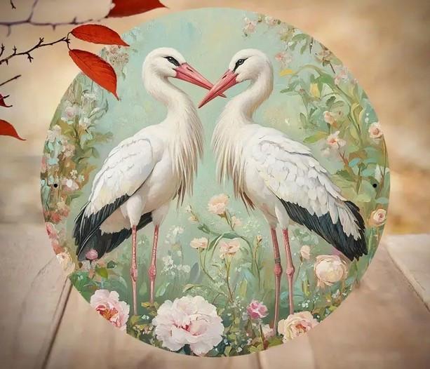 Wanddecoratie ooievaar ( metaal )