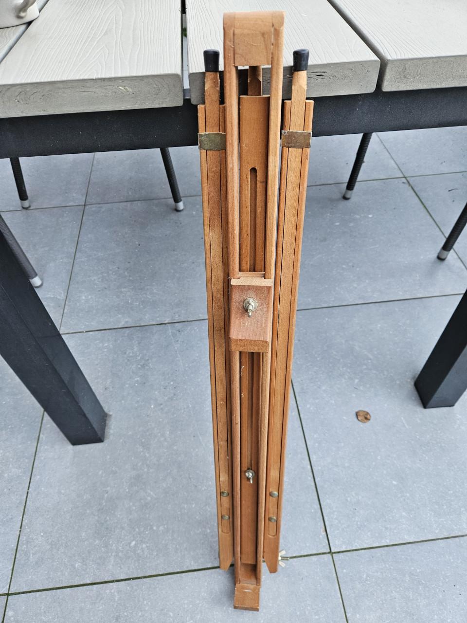 Houten vintage schildersezel, inklapbaar en verstelbaar