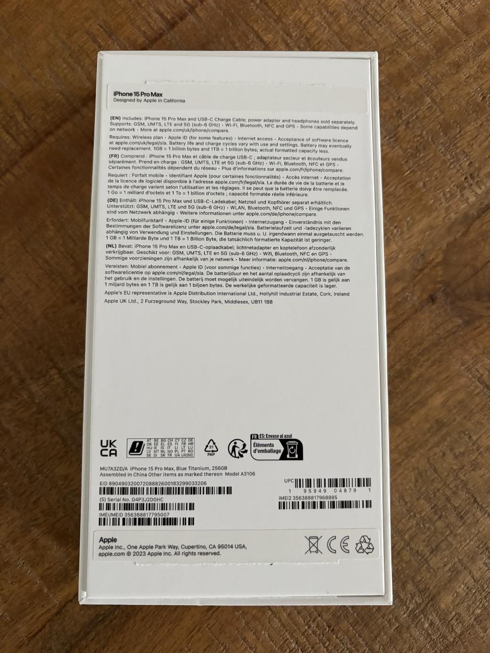 Te koop: iPhone 15 Pro Max – Blauw – 256GB – Topstaat!