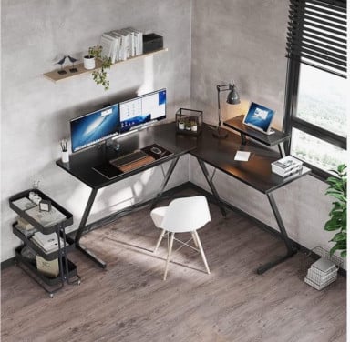 Gamebureau, L-vormig hoekbureau, waterproof en krasbestendig.