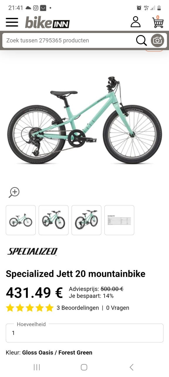 Specialized jett 20inch mountainbike/kinderfiets