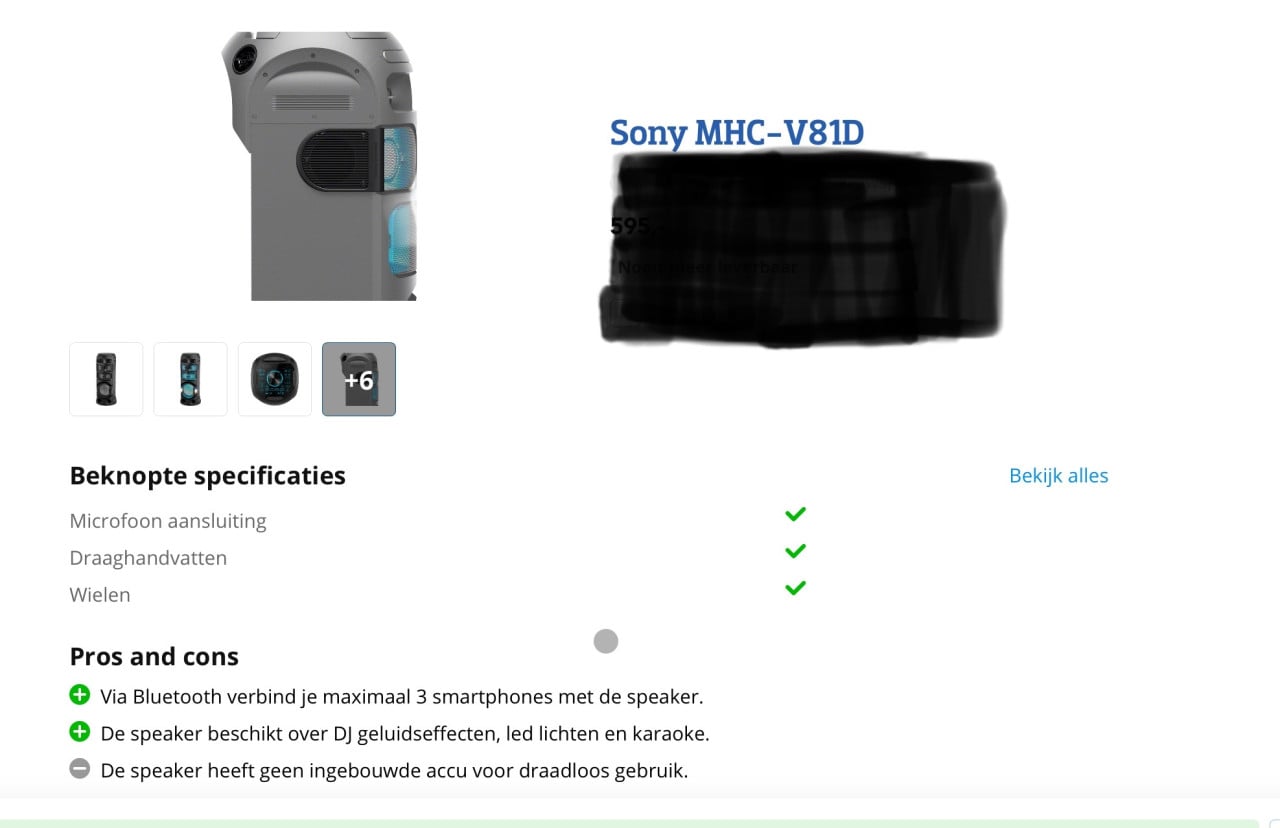 Sony MHC-V81D krachtige party speaker