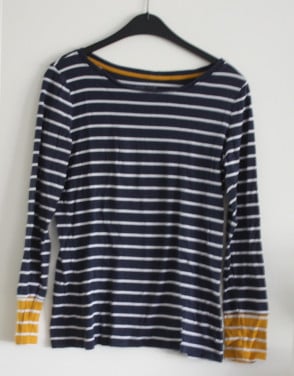 Shirt met langemouwen blauw wit gestreept  maat xxl