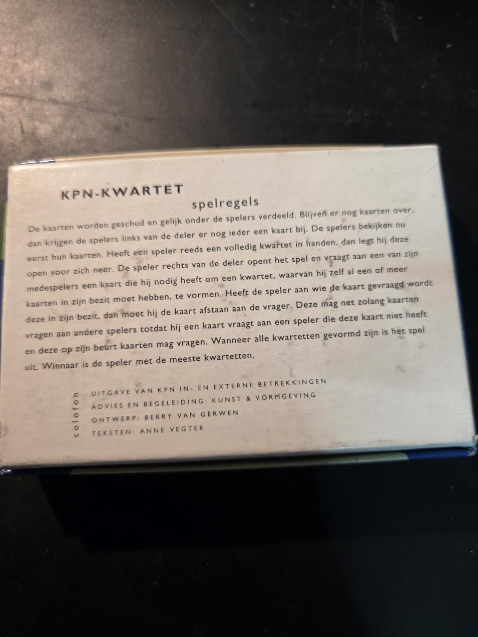 Vintage KPN kwartetspel, uitgebracht rond 1990.