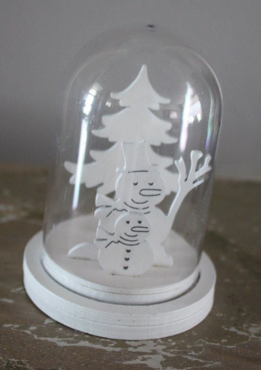 Kleine Bell jar kerstboom en sneeuwpop
