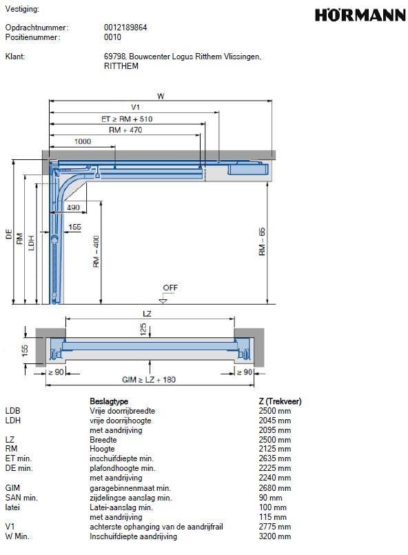Hörmann sectionaaldeur 2500x2125 mm NIEUW