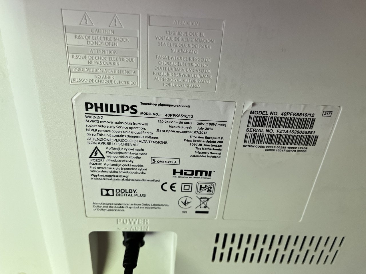 Philips Ambilight 40inch LED tv 40PFK6510/12