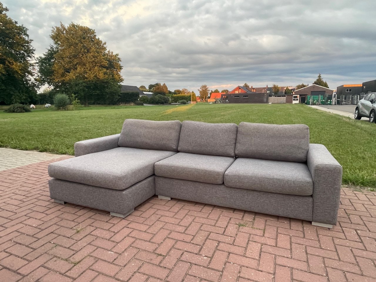 GRATIS LEVERING HEEL NL N-joy Grijs Stoffen Hoekbank