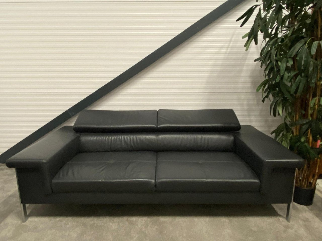 GRATIS LEVERING HEEL NL Montel Zwarte Echt Leren Bankstel