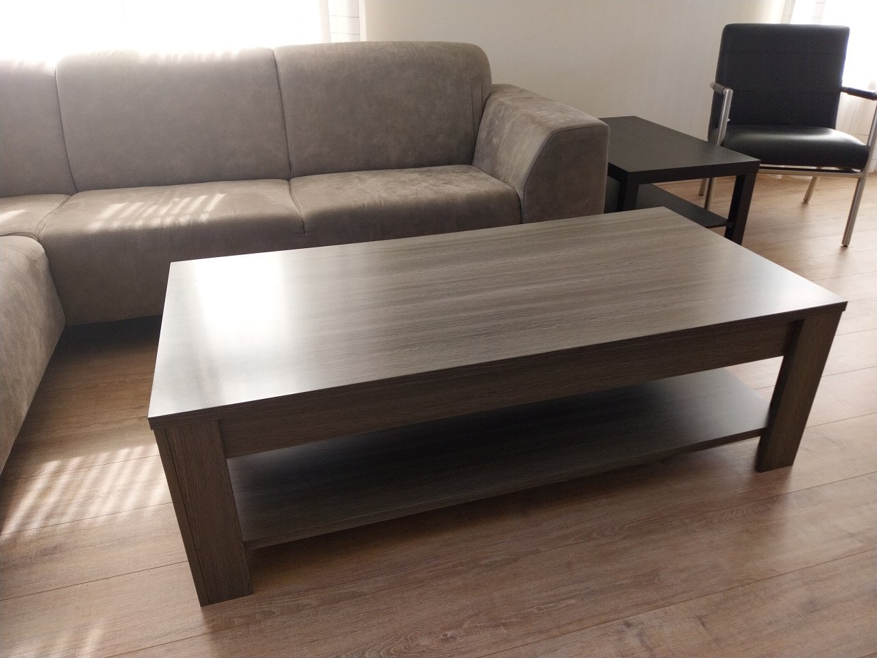 Salontafel  grijs met houtnerf motief