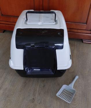 XL Kattenbak*GROOT*kattentoilet*grijs wit*55x40.5x39 cm* als nieuw!