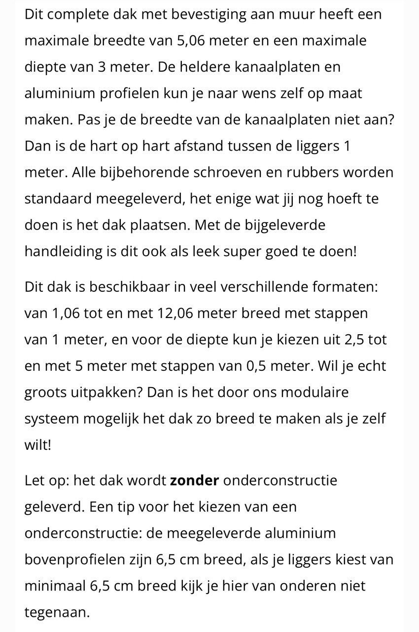 Compleet polycarbonaat afdak nieuw.