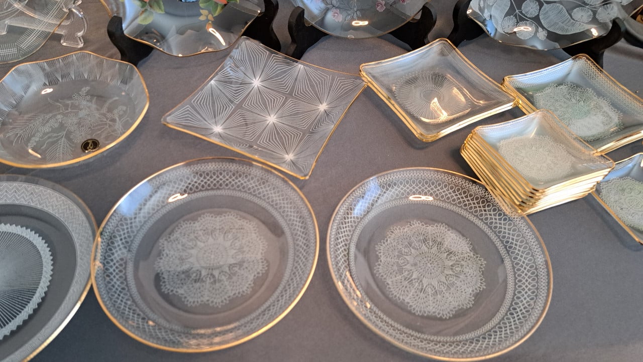 Vintage glazen cakeschalen