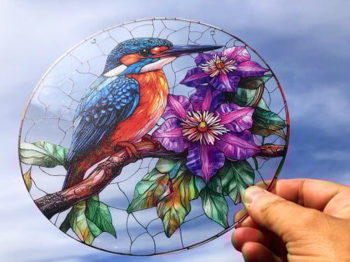 Raamhanger ( extra groot - nieuw ) ijsvogel met bloem