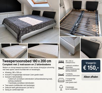 Tweepersoonsbed – compleet met matrassen en verstelbare lattenbodems