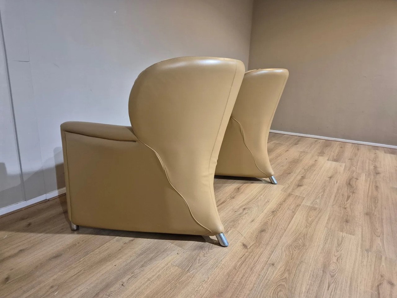 2x Leolux Excalibur Fauteuils - Leer - Alcantara - Design