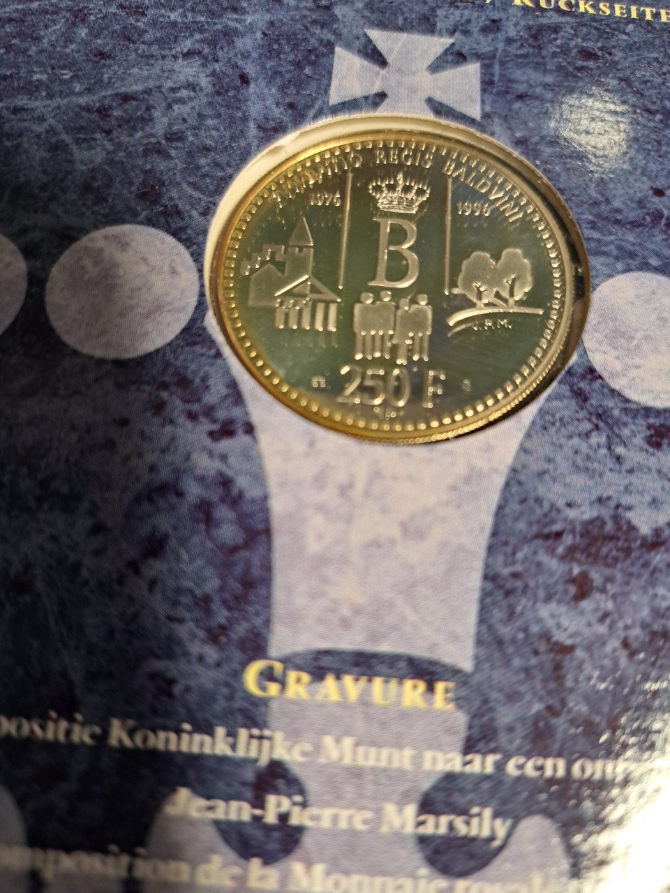 250 franc boudewijn zilver 925/1000 fdc 18,75 gram zeldzaam