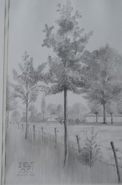 10 x Hendrik Voskuijl (1893 - 1980) potloodtekeningen (2) o.a. Ommen