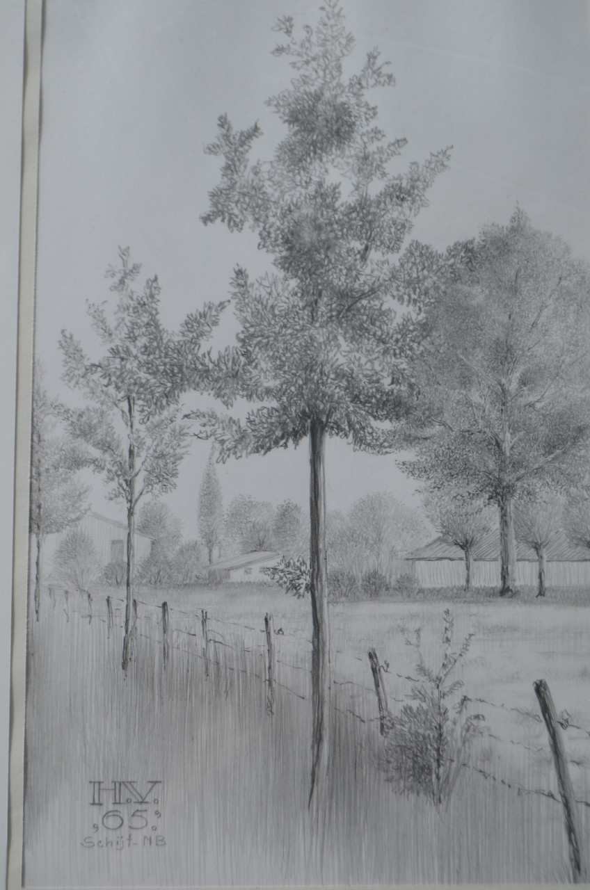 10 x Hendrik Voskuijl (1893 - 1980) potloodtekeningen (2) o.a. Ommen