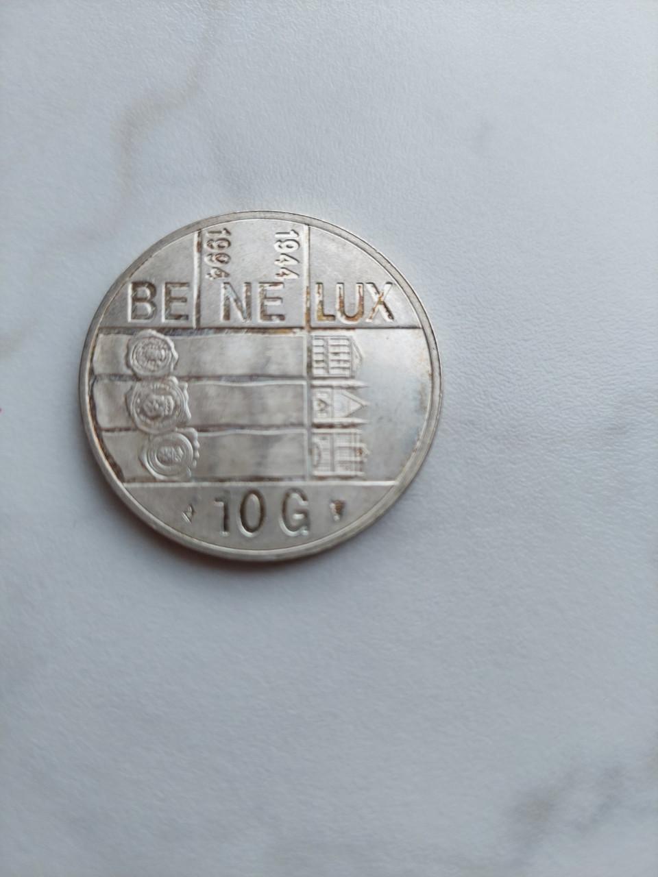 Zilveren 10 gulden munt Benelux 1944-1994