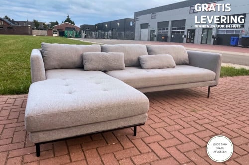 GRATIS LEVERING HEEL NL Moderne Grijze Stoffen Hoekbank