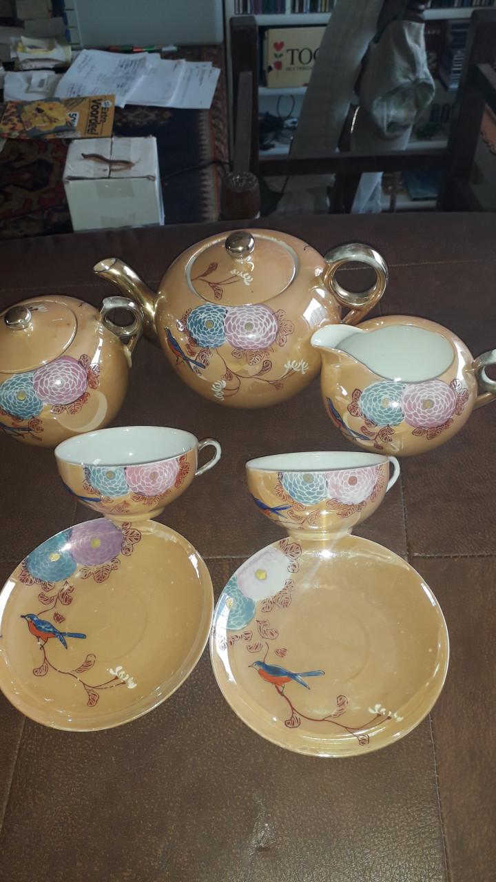 Japans blauw-bruin servies