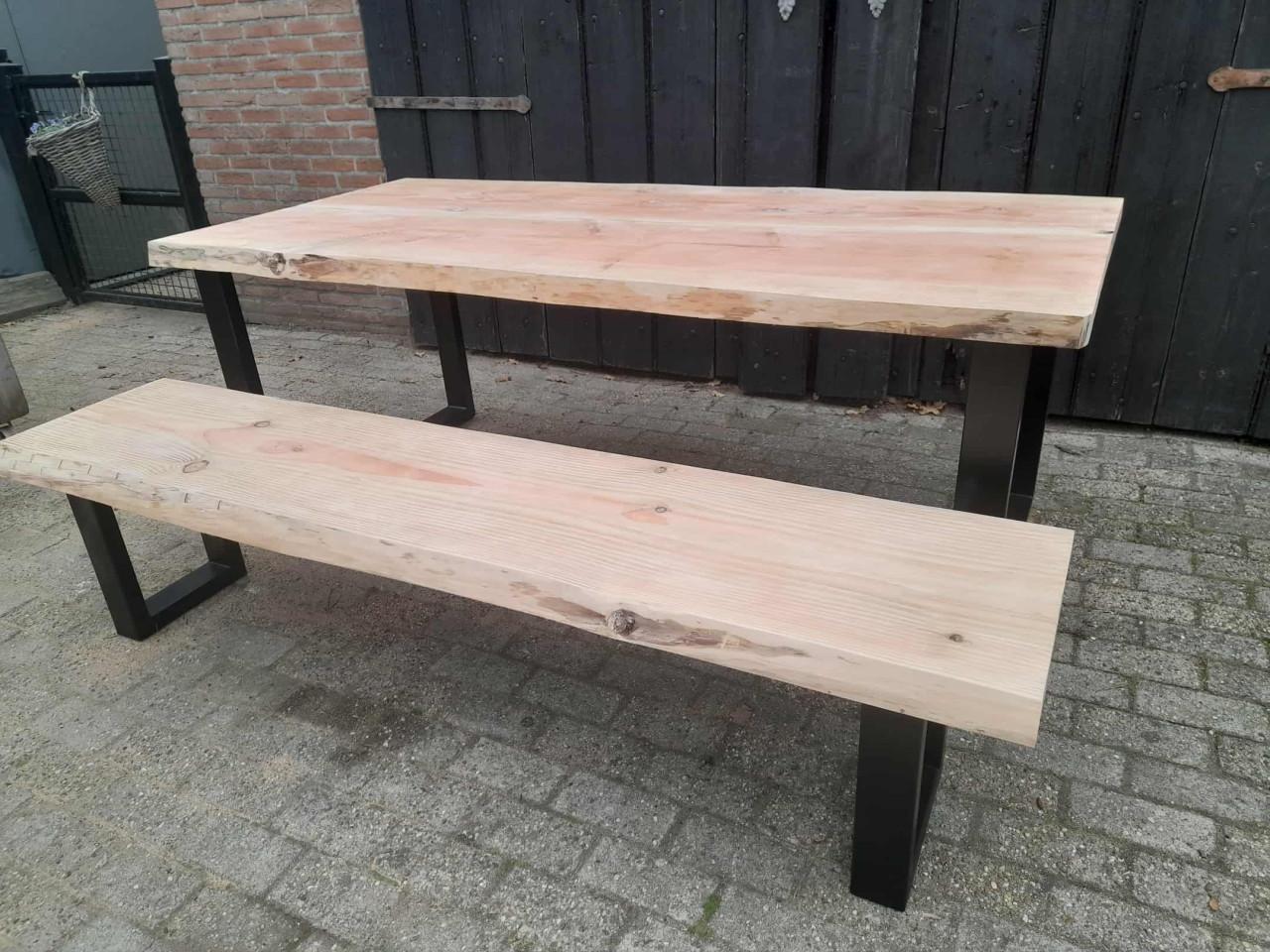 Tuinset / boomstamset in douglashout 200x100 cm Tafel + bank Nieuw