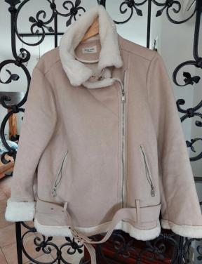 Nieuwe beige dames  pilotenjack mt xl met imitatiebont