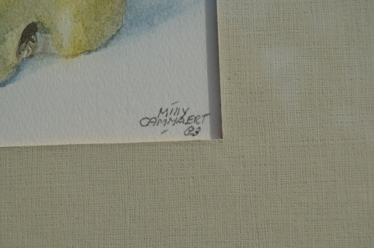 Aquarel 'Appel' Milly Cammaert '83 in goede staat.