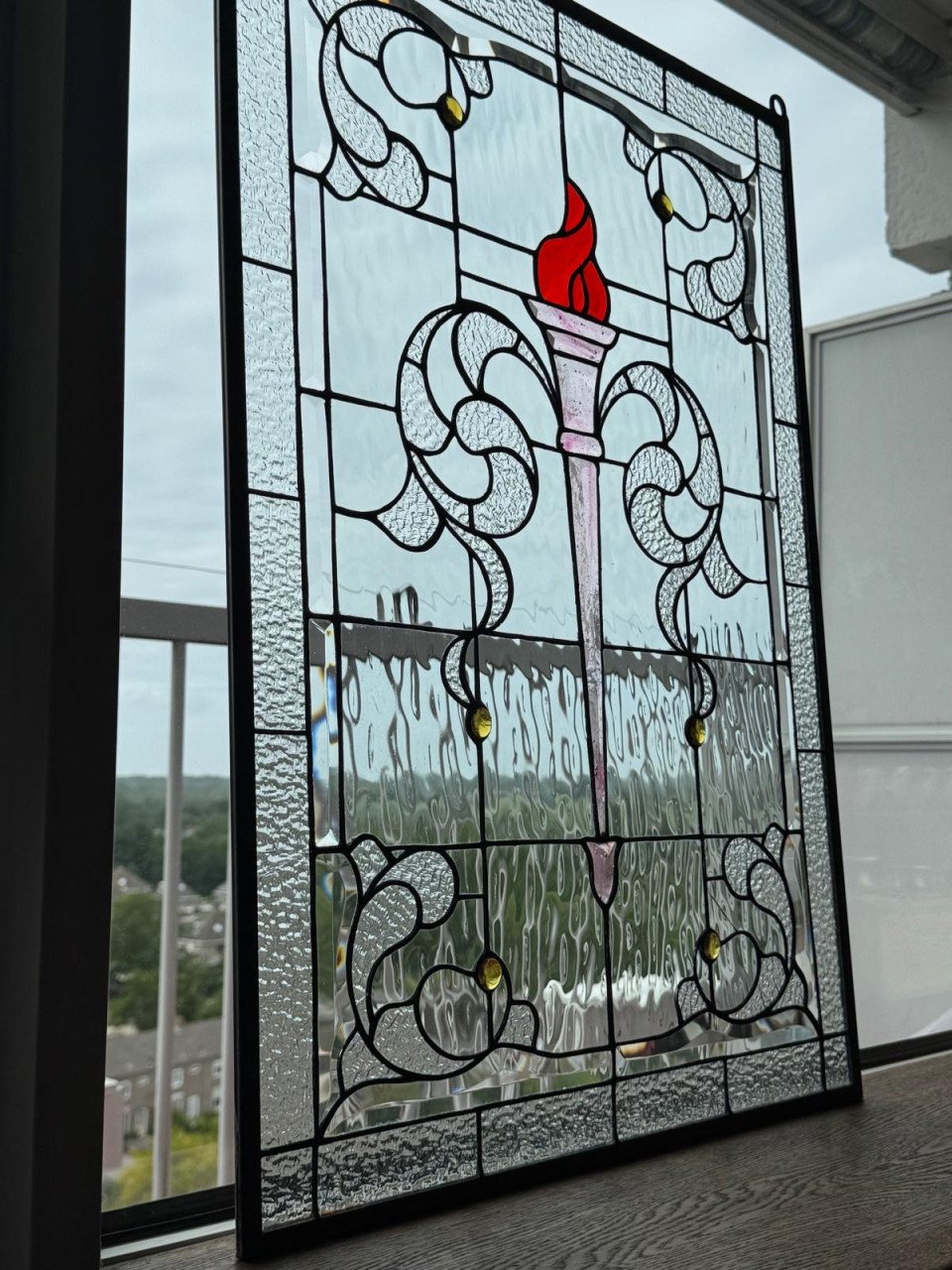 Glas in lood Olympische fakkel.