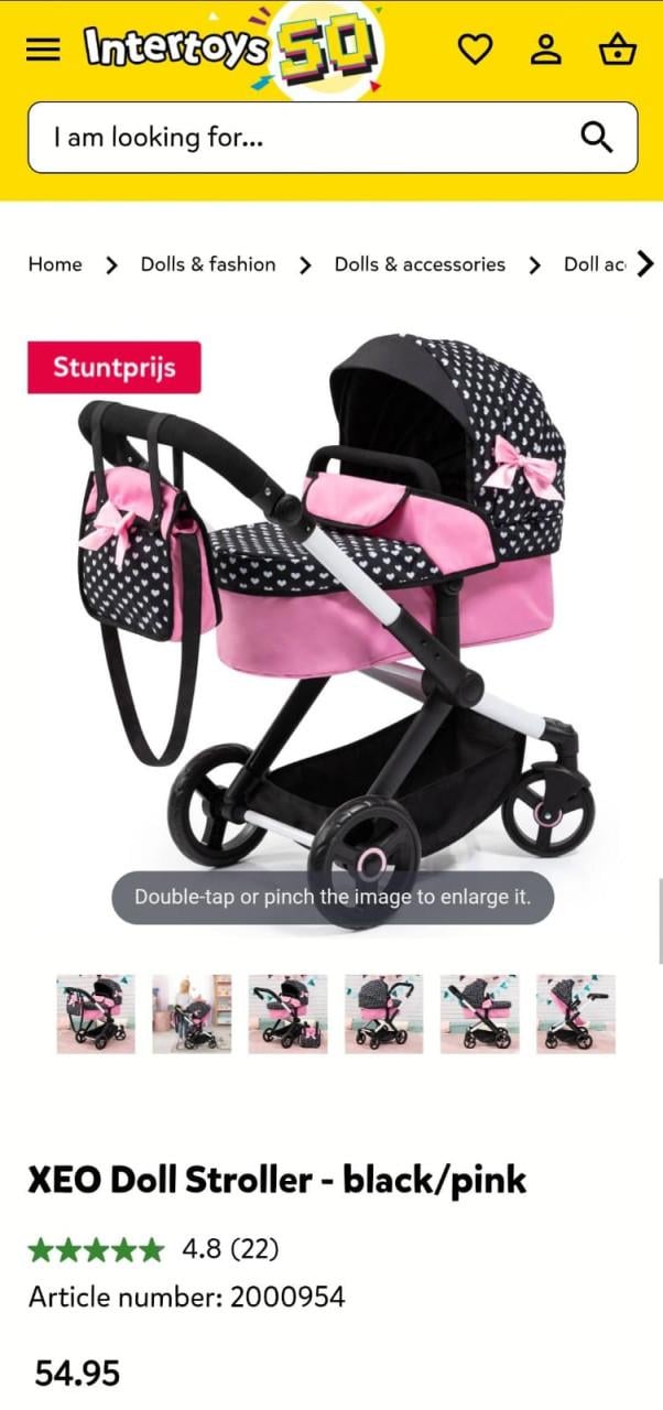 XEO Doll Stroller - black/pink