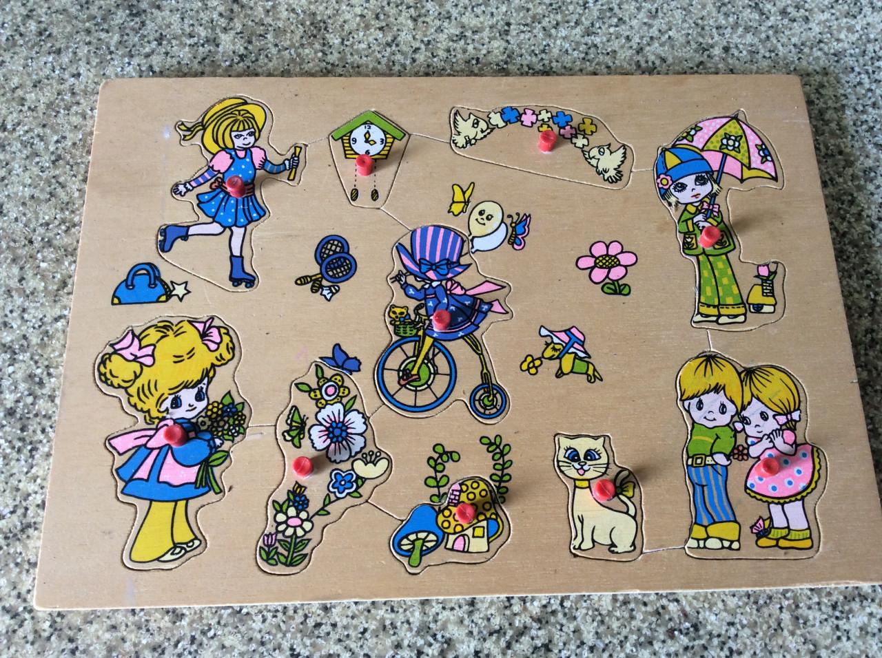 3x houten knoppuzzel.