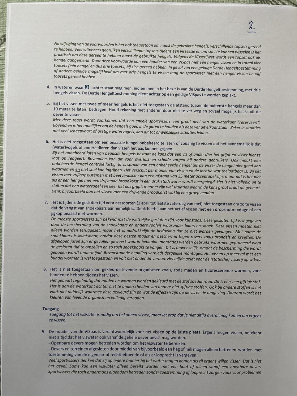 Nieuwe voorwaarden 2026/ 2027/ 2028 Sportvisunie zie foto's