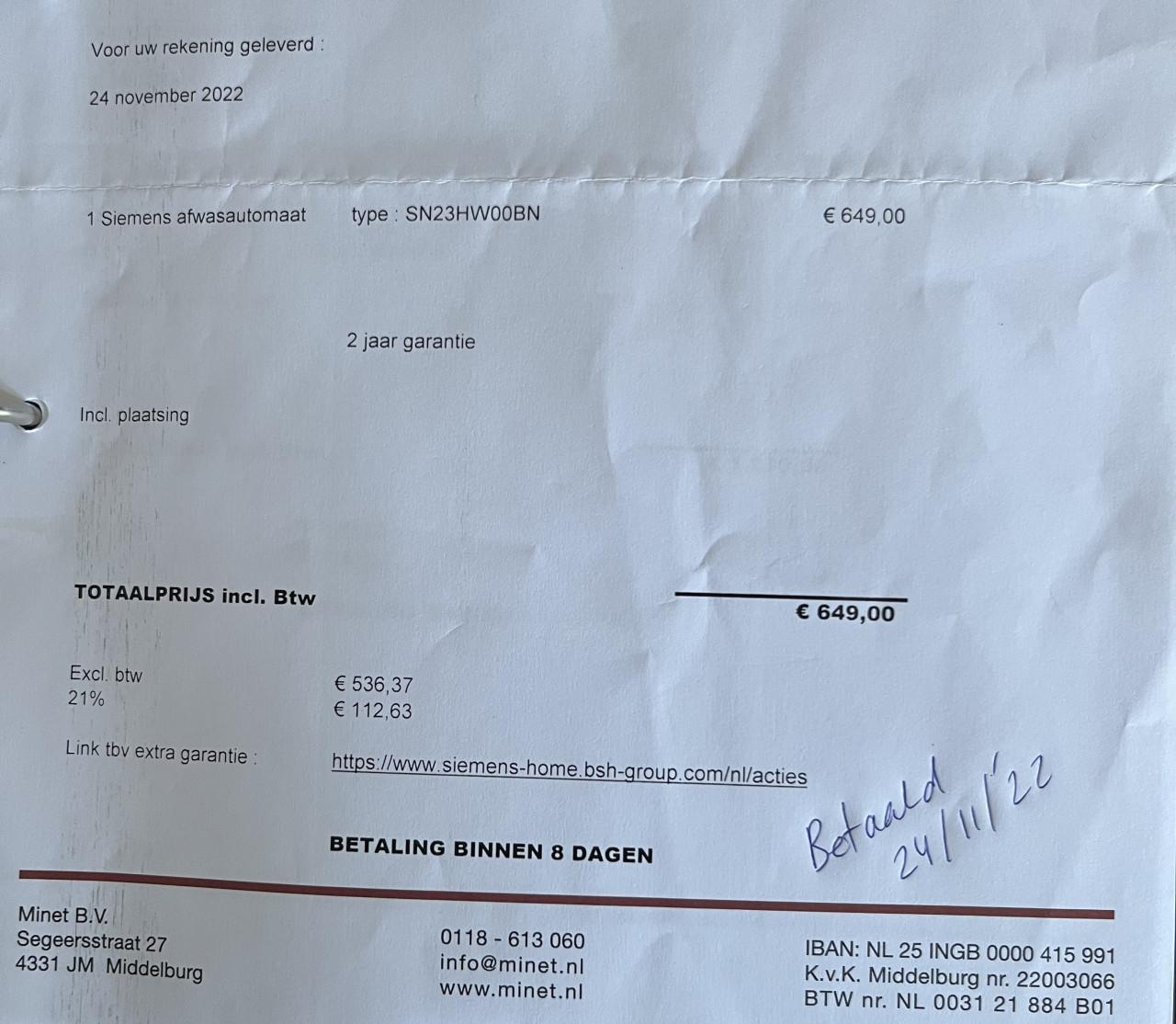 Siemens afwasmachine