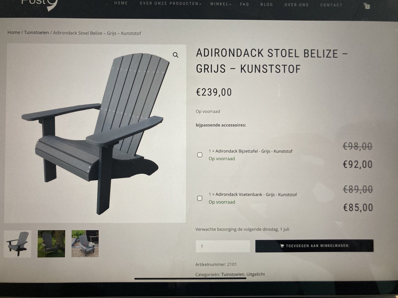 2 Adirondack tuinstoelen van polywood