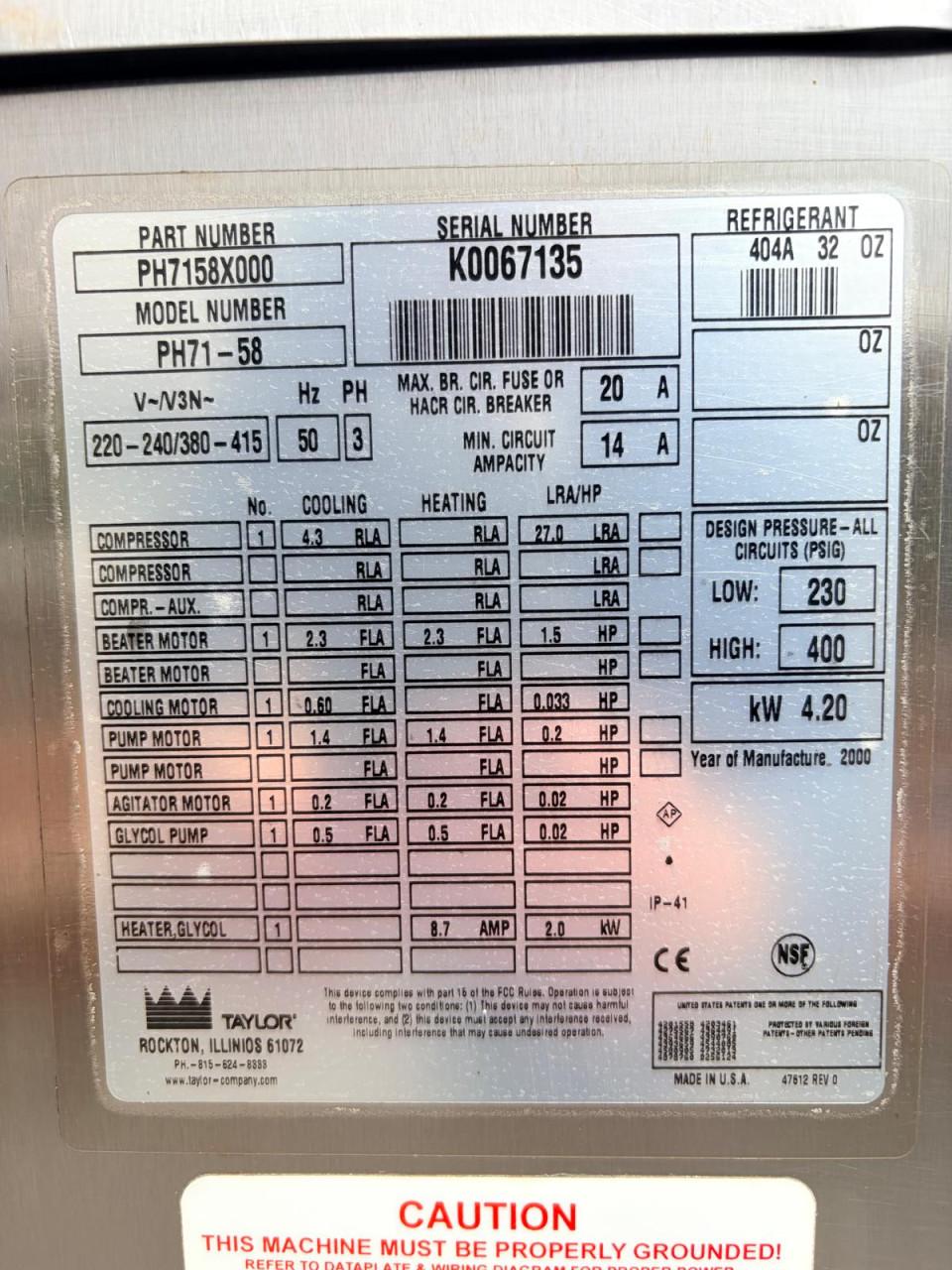 Taylor PH71-58 Softijsmachine