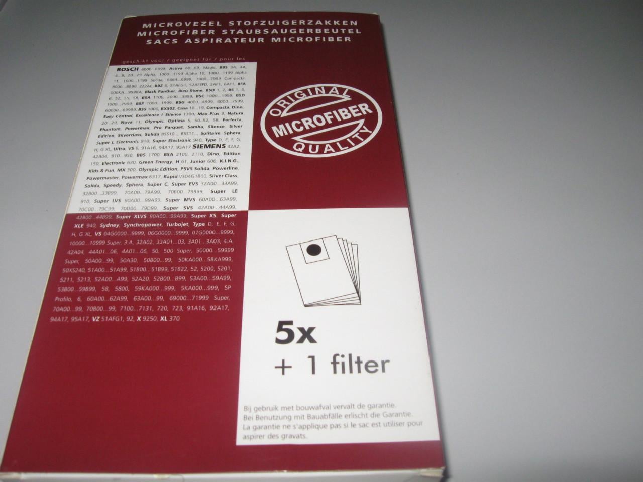 Microvezel stofzuiger zakken