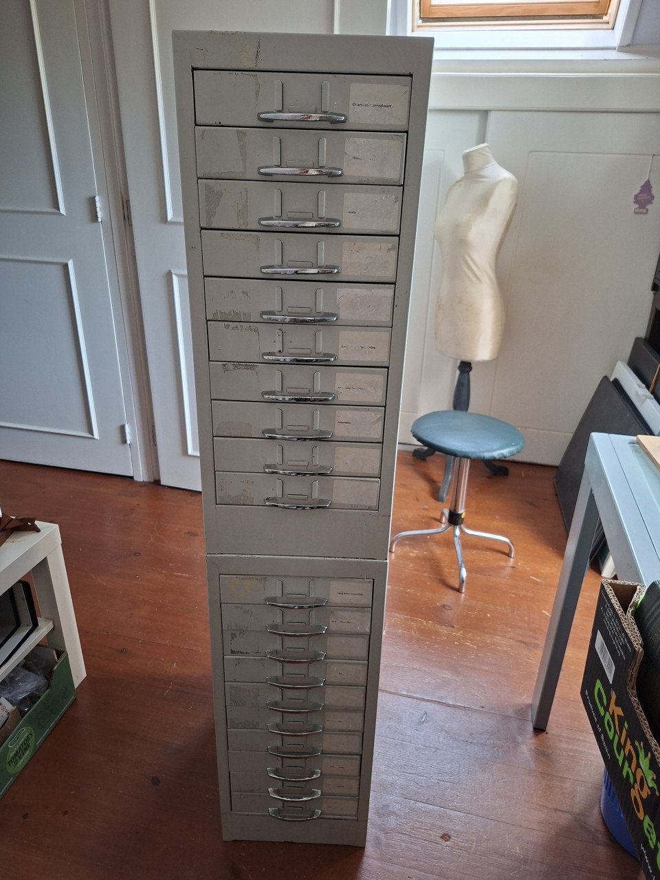 2 vintage ladekastjes 20 lades voor kantoor/hobby/gereedschap/sierraden etc