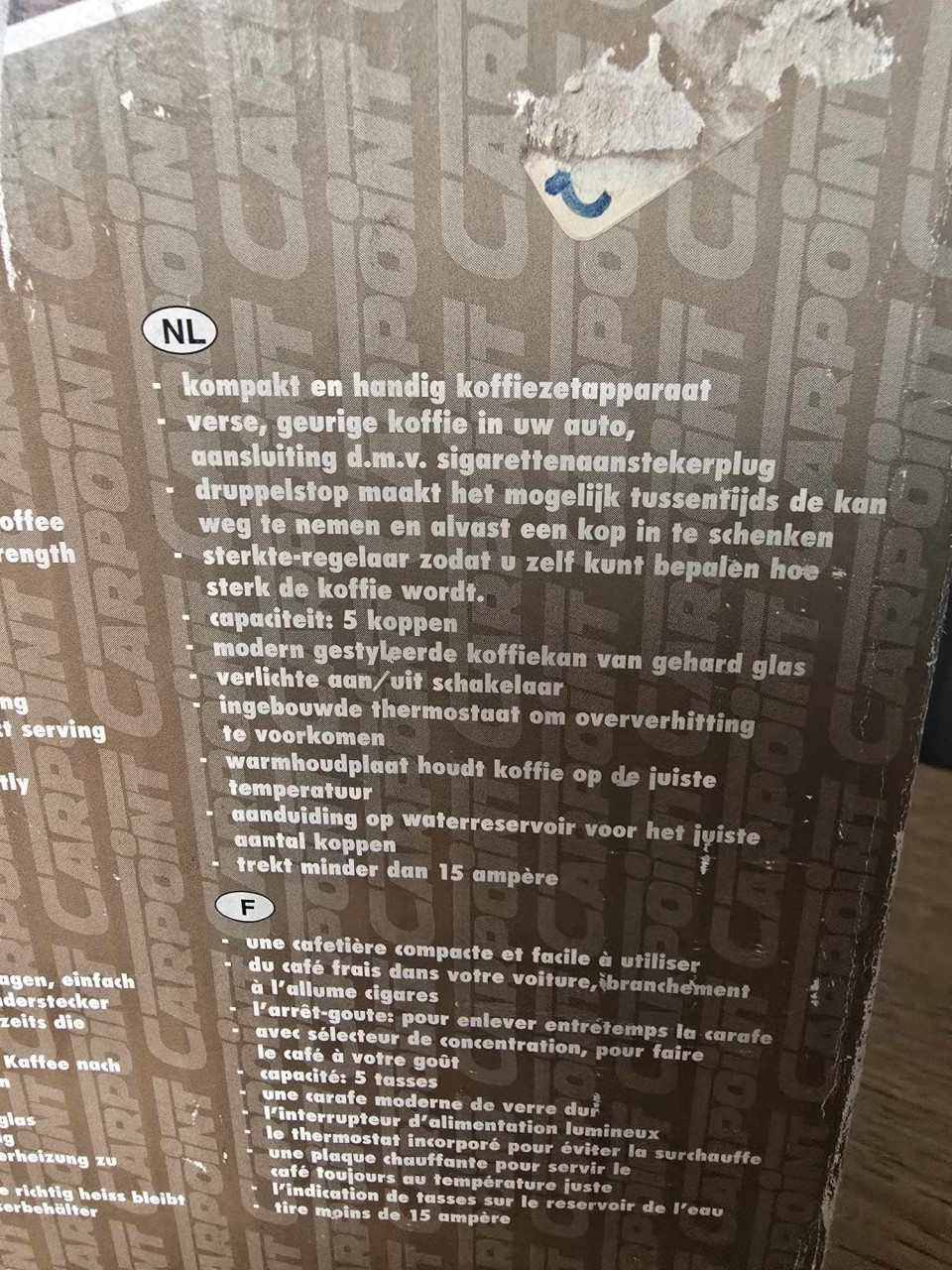 Koffiezetapparaat voor in de auto 12 V