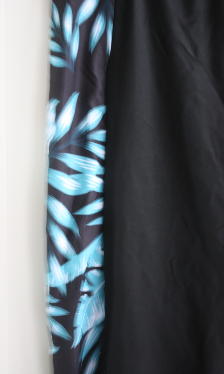 Zwarte sportbroek met blauwe bladeren print maat 4xl