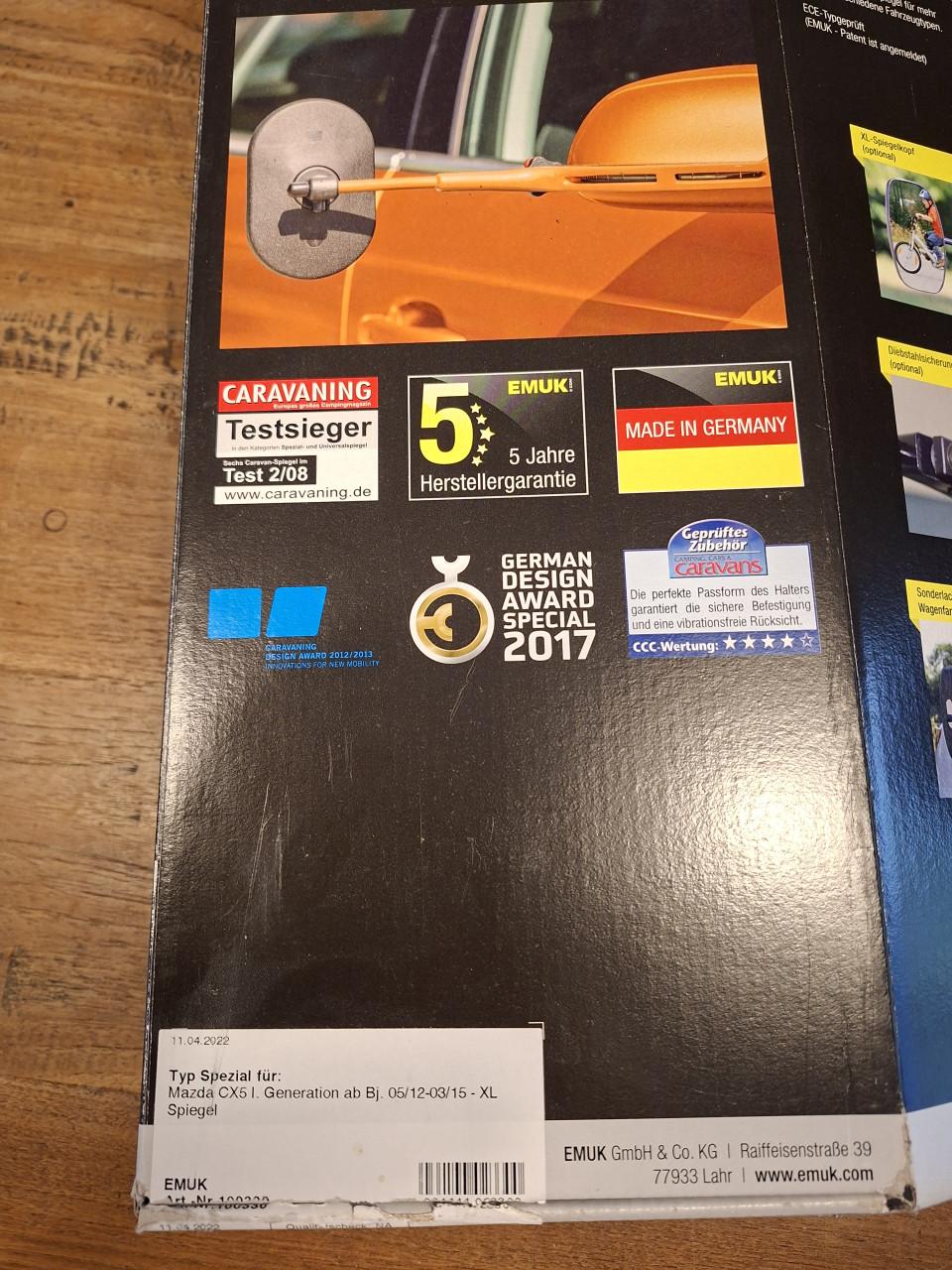 Caravanspiegels Emuk voor Mazda CX 5