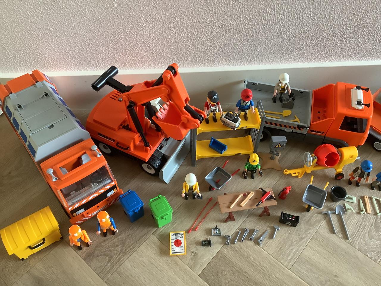 Partij Playmobil van 9 sets bouwvakkers
